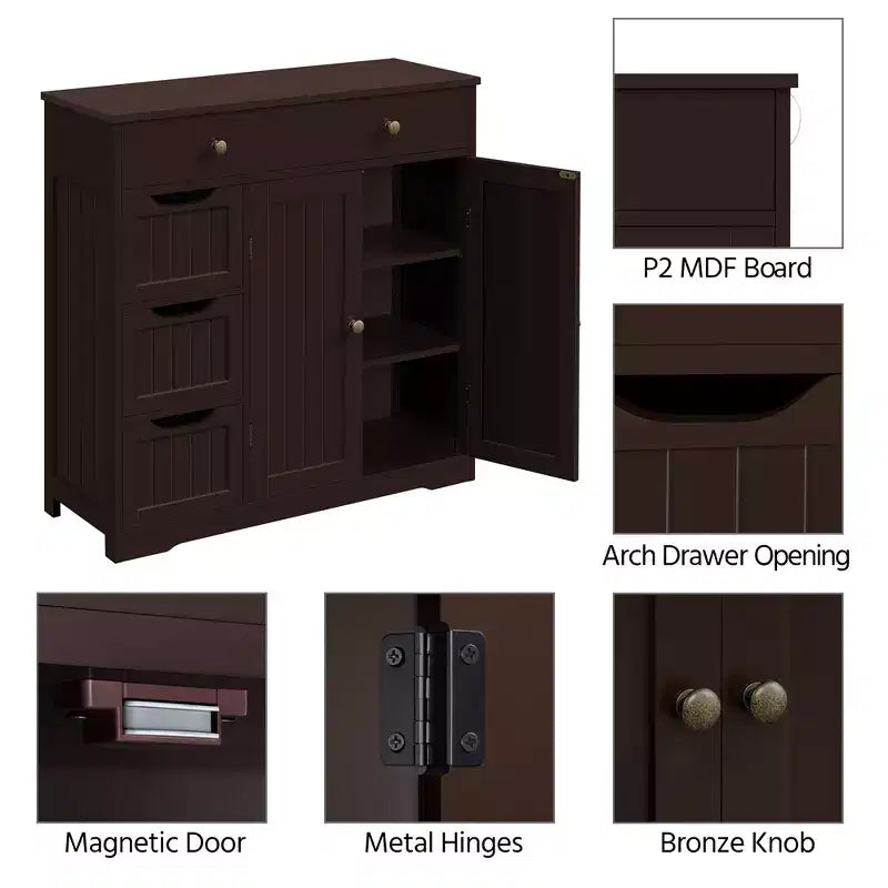 Yaheetech Free-Standing Floor Cabinet for Bathroom for Kitchen, Living Room