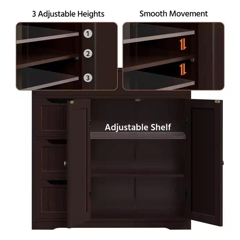 Yaheetech Free-Standing Floor Cabinet for Bathroom for Kitchen, Living Room