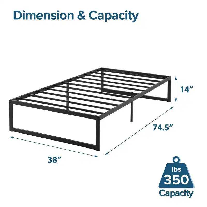 Abel 14 Metal Platform Bed Frame Black - Zinus