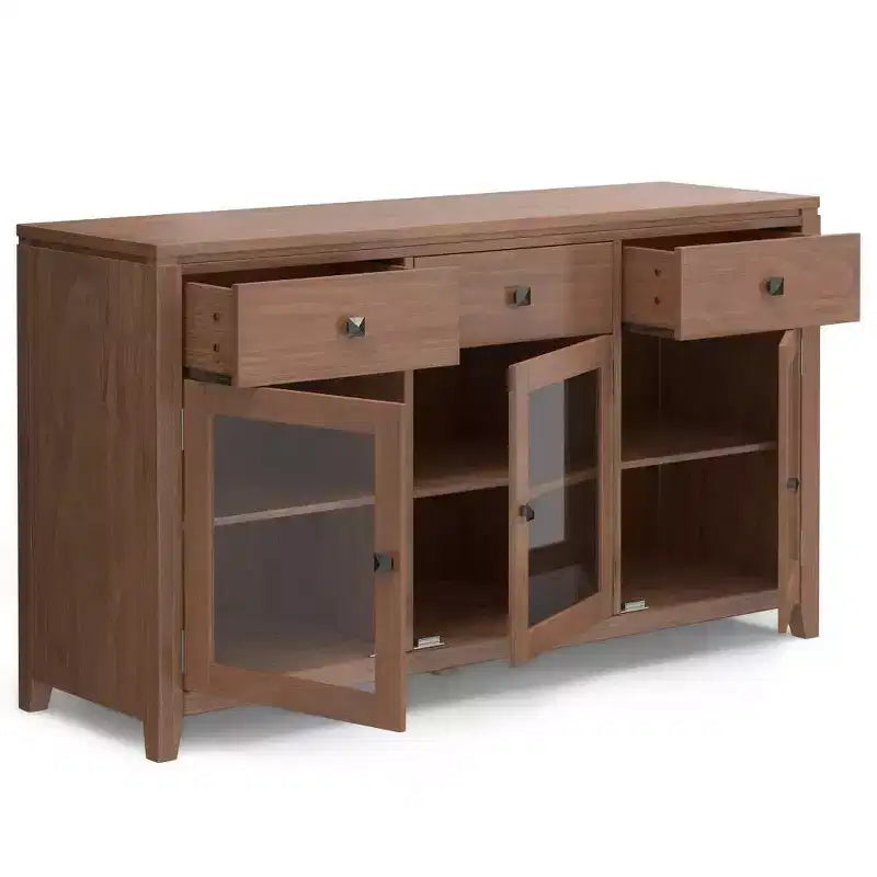 Meuble de rangement carré en bois massif, 81 cm (H) x 137 cm (L) x 43 cm (P)