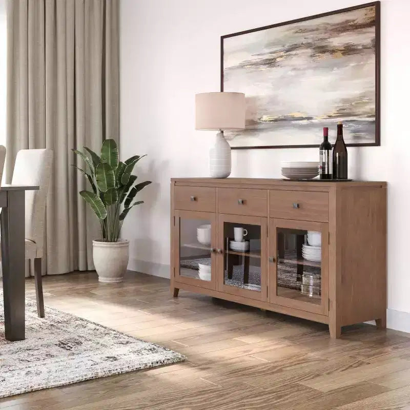 Meuble de rangement carré en bois massif, 81 cm (H) x 137 cm (L) x 43 cm (P)