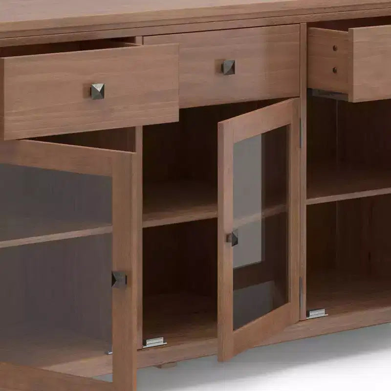 Meuble de rangement carré en bois massif, 81 cm (H) x 137 cm (L) x 43 cm (P)