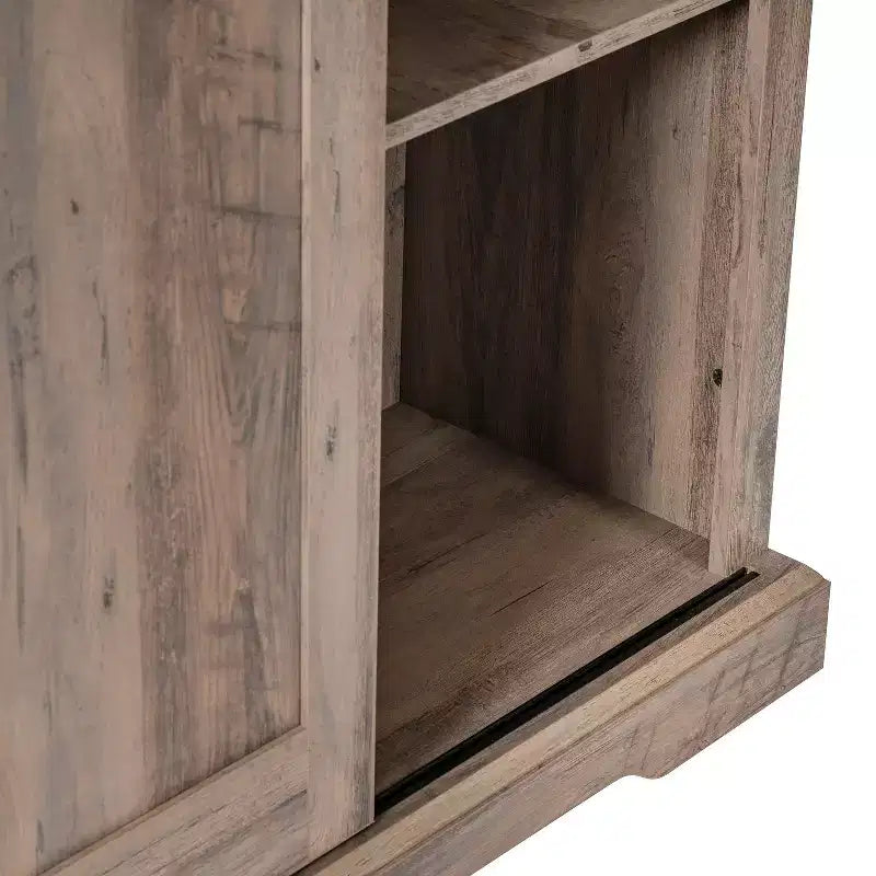 Meuble de rangement bibliothèque de ferme rustique avec porte coulissante et étagères réglables