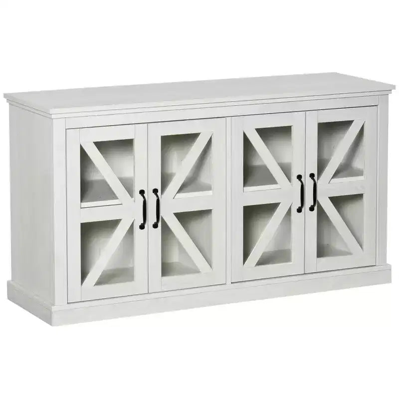 HOMCOM Rustic Kitchen Sideboard, Glass Door Buffet Cabinet, TV Stand with Adjustable Shelf for Dining Room