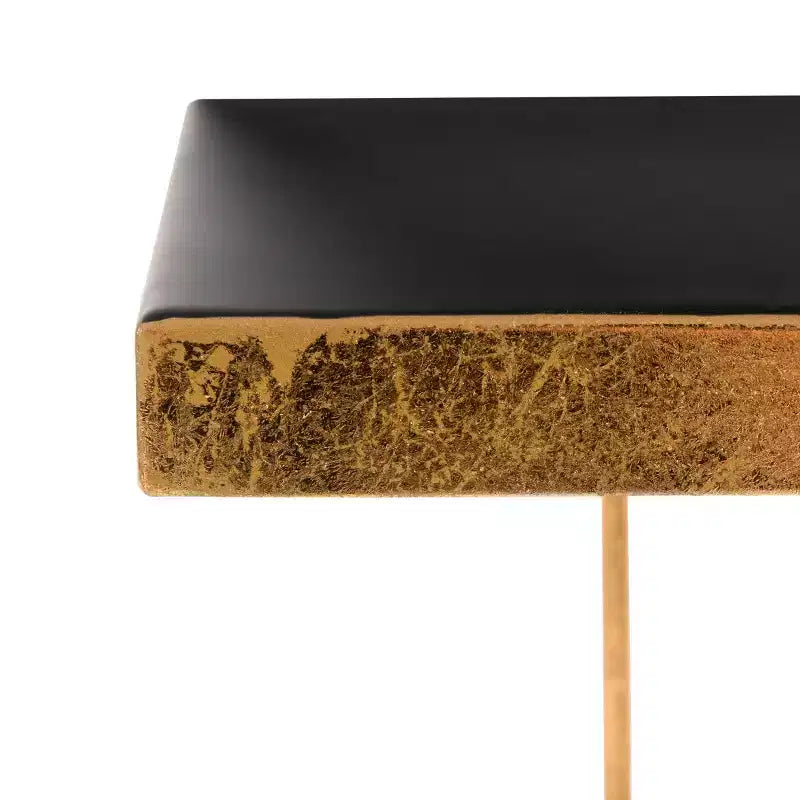 Table d'appoint motif périmètre - Noir/Or
