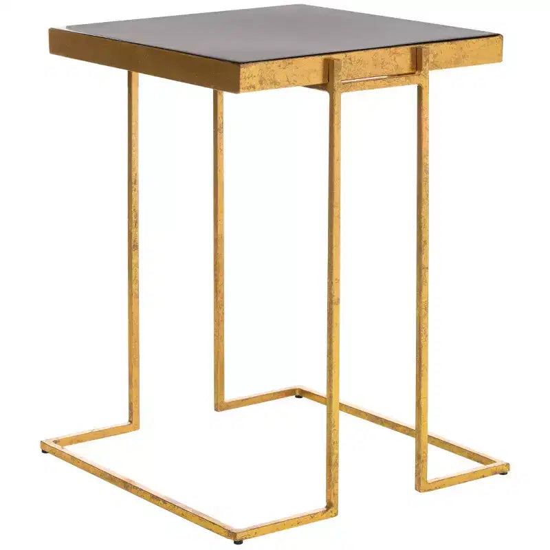 Table d'appoint motif périmètre - Noir/Or
