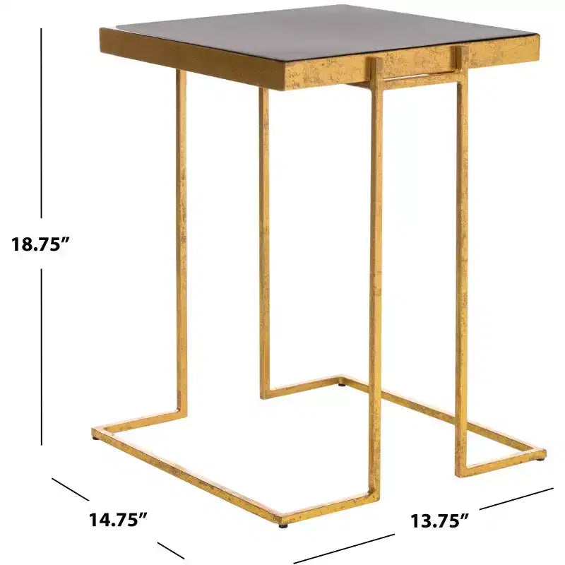 Table d'appoint motif périmètre - Noir/Or