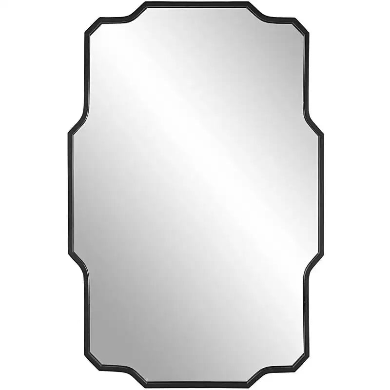 Uttermost Rectangular Vanity Decorative Wall Mirror Modern Sharp Angles Soft Curves Matte Black Iron Frame 24 Wide for Bathroom