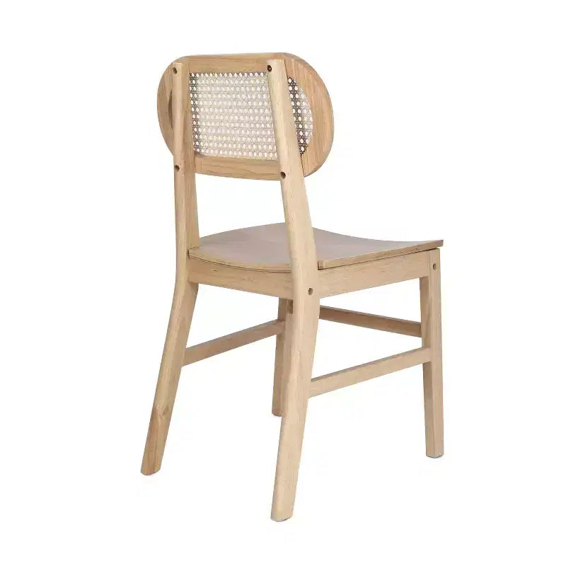 Chaises de salle à manger en rotin et canne avec des cadres en bois massif