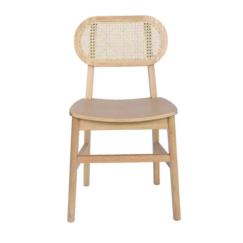 Chaises de salle à manger en rotin et canne avec des cadres en bois massif