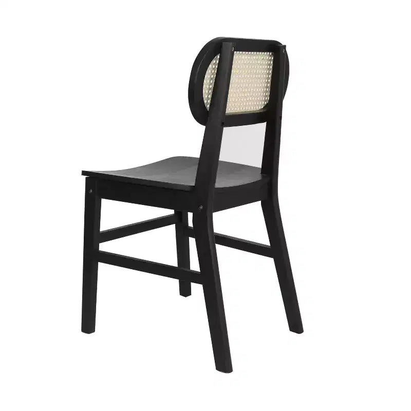 Chaises de salle à manger en rotin et canne avec des cadres en bois massif