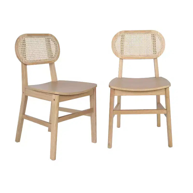 Chaises de salle à manger en rotin et canne avec des cadres en bois massif