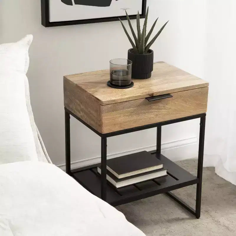 Kate and Laurel Malone Wood and Metal Side Table