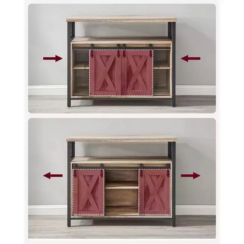 VASAGLE Buffet Cabinet, Storage Cabinet, Sideboard with 2 Sliding Barn Doors, Adjustable Shelves