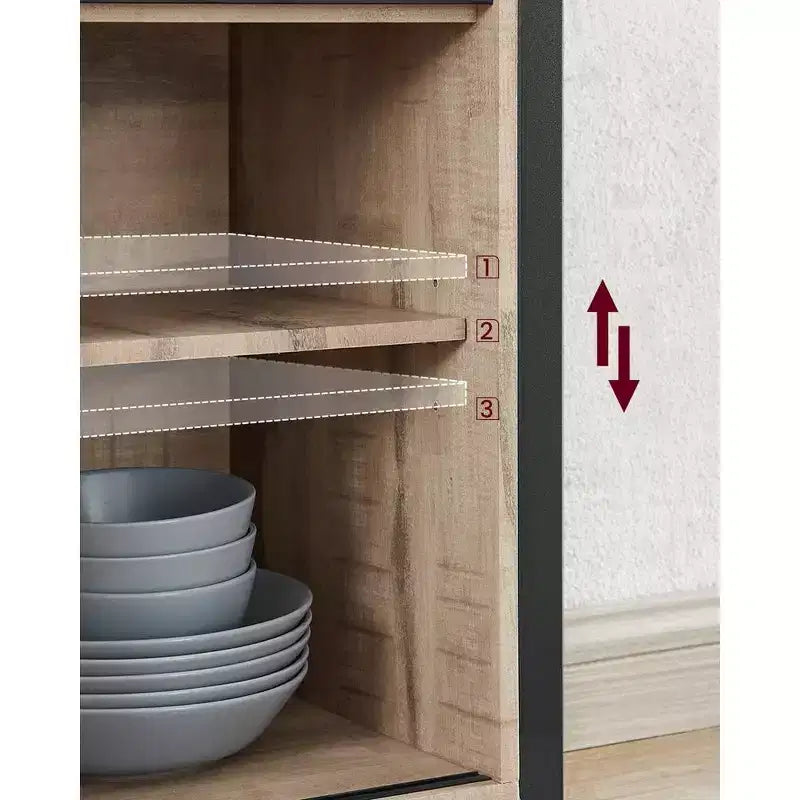VASAGLE Buffet Cabinet, Storage Cabinet, Sideboard with 2 Sliding Barn Doors, Adjustable Shelves