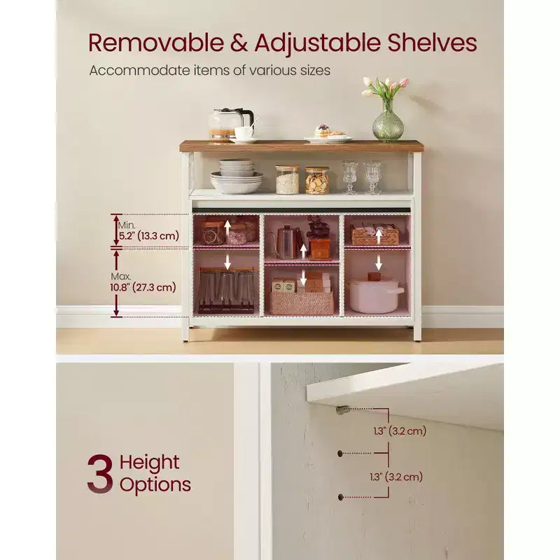 VASAGLE Buffet Cabinet, Storage Cabinet, Sideboard with 2 Sliding Barn Doors, Adjustable Shelves