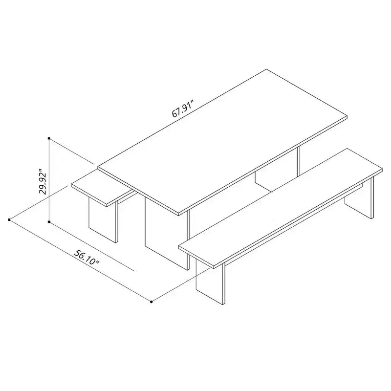 3pc Nomad 67.91" Modern Dining Set - Manhattan Comfort