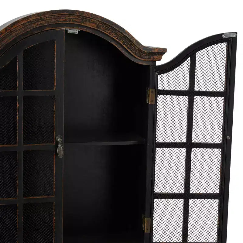 28x22 Traditional Wood Wall Shelf with Arched Shutter Doors - Olivia & May