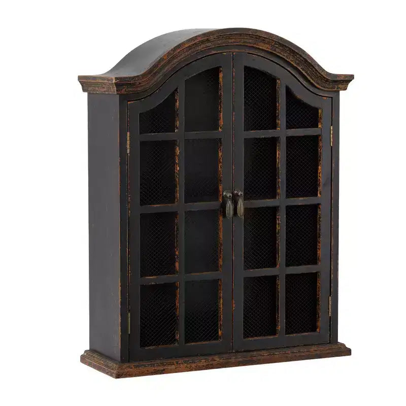 28x22 Traditional Wood Wall Shelf with Arched Shutter Doors - Olivia & May