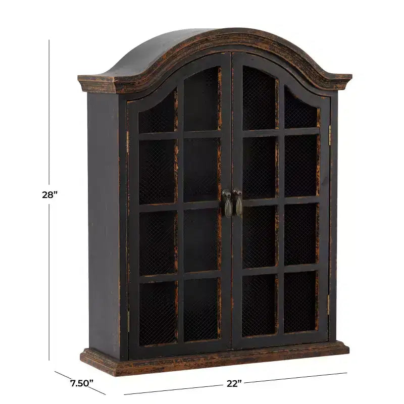 28x22 Traditional Wood Wall Shelf with Arched Shutter Doors - Olivia & May