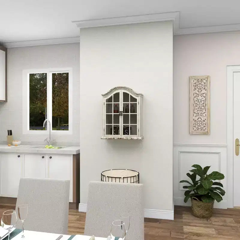28x22 Traditional Wood Wall Shelf with Arched Shutter Doors - Olivia & May