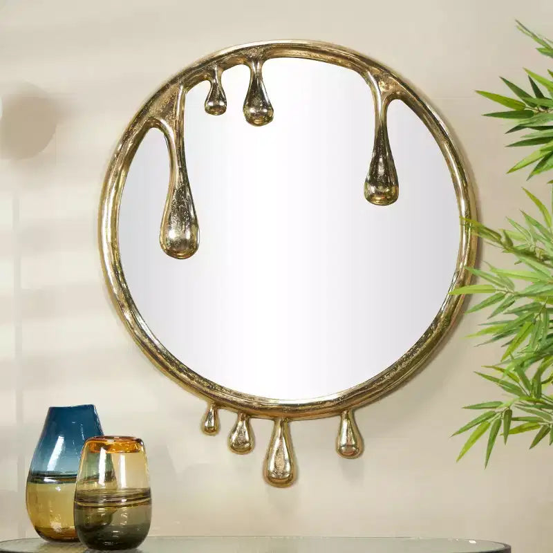43x36 Aluminum Abstract Drip Wall Mirror with Melting Designed Frame - Olivia & May