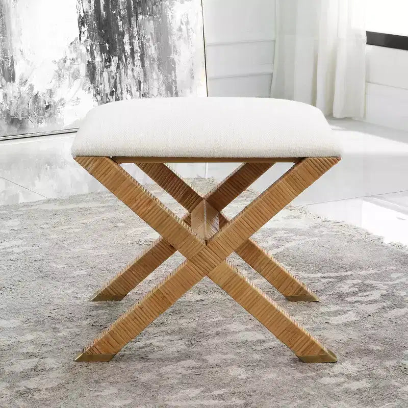 Uttermost St. Tropez 19 Wide Textured White Fabric Bench