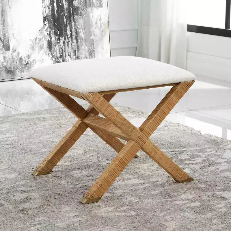 Uttermost St. Tropez 19 Wide Textured White Fabric Bench