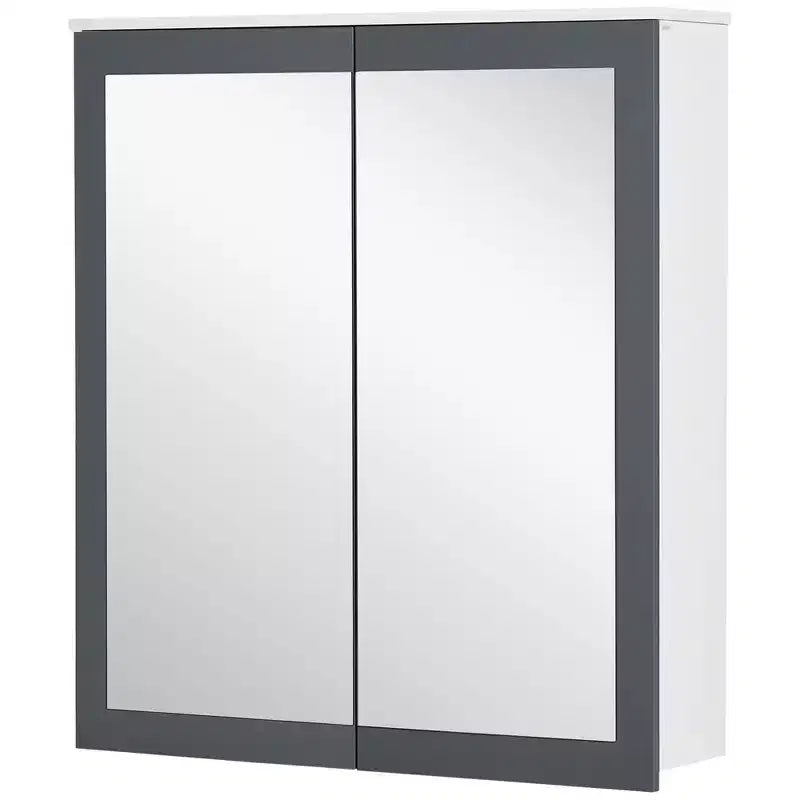 kleankin Medicine Cabinet, Bathroom Mirror with Storage Cabinet and 2 Adjustable Shelves, Wall Mounted Bathroom Vanity Mirror, White