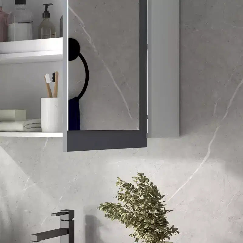 kleankin Medicine Cabinet, Bathroom Mirror with Storage Cabinet and 2 Adjustable Shelves, Wall Mounted Bathroom Vanity Mirror, White