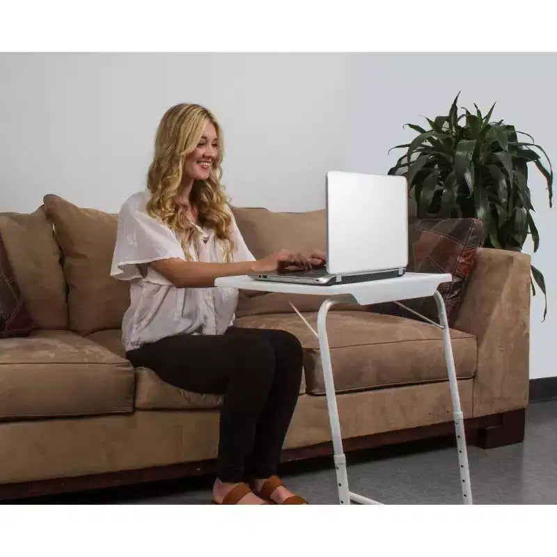 Lexi Home My Comfy TV Table Mate Adjustable Folding - White