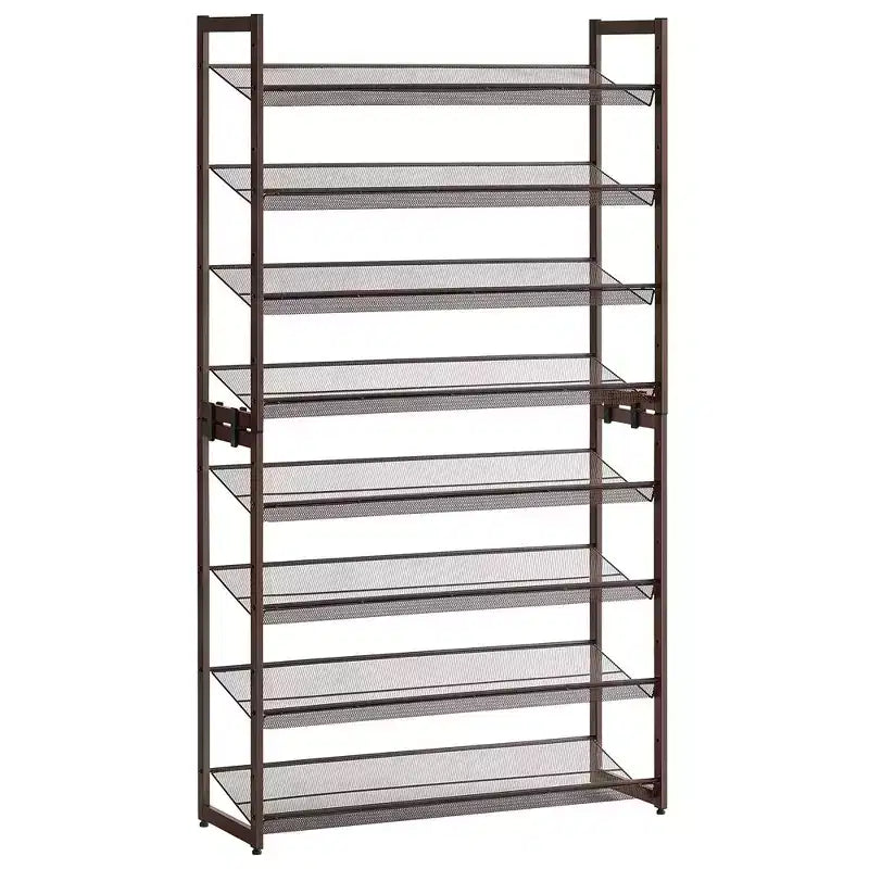 8-Tier Metal Shoe Rack, Adjustable Shelves Hold 32-40 Pairs, Set of 2 Stackable Shoe Organizers