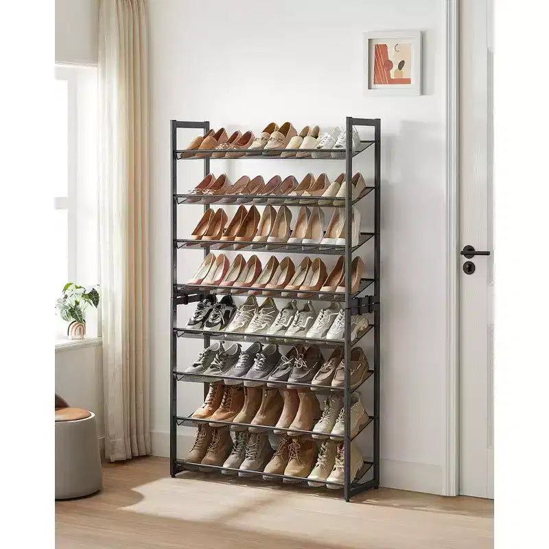 8-Tier Metal Shoe Rack, Adjustable Shelves Hold 32-40 Pairs, Set of 2 Stackable Shoe Organizers
