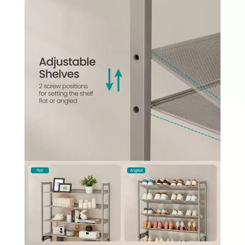 8-Tier Metal Shoe Rack, Adjustable Shelves Hold 32-40 Pairs, Set of 2 Stackable Shoe Organizers