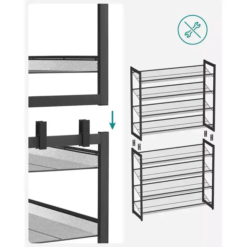 8-Tier Metal Shoe Rack, Adjustable Shelves Hold 32-40 Pairs, Set of 2 Stackable Shoe Organizers