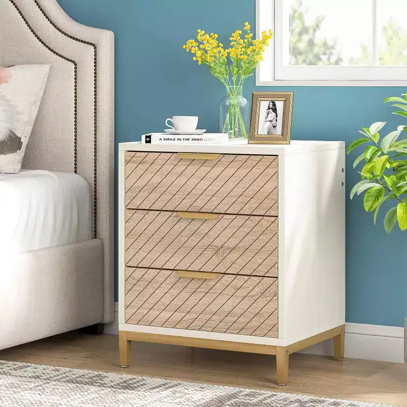 Lantine Wooden 3 Drawers Nightstand