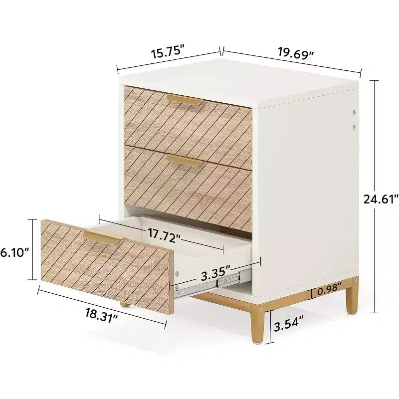 Lantine Wooden 3 Drawers Nightstand