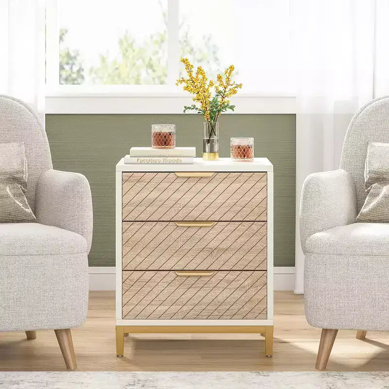 Lantine Wooden 3 Drawers Nightstand