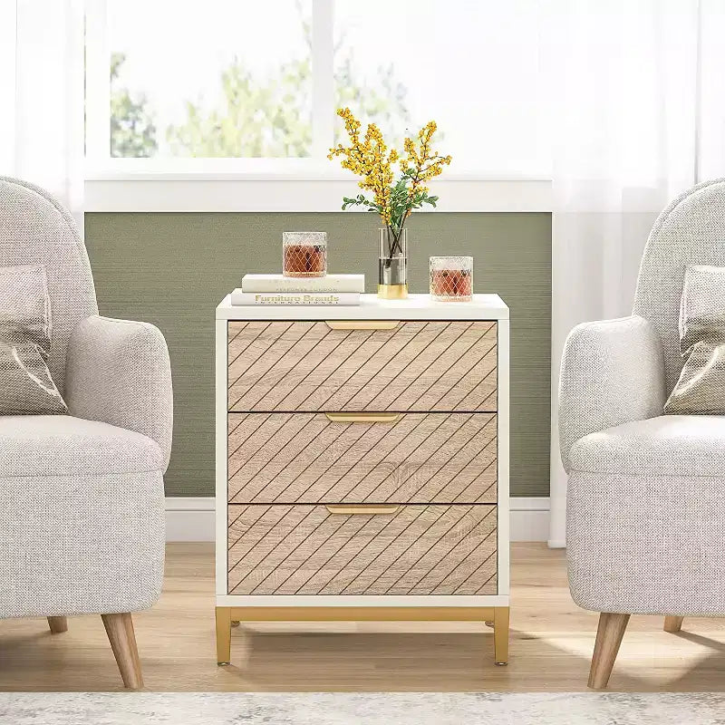Lantine Wooden 3 Drawers Nightstand