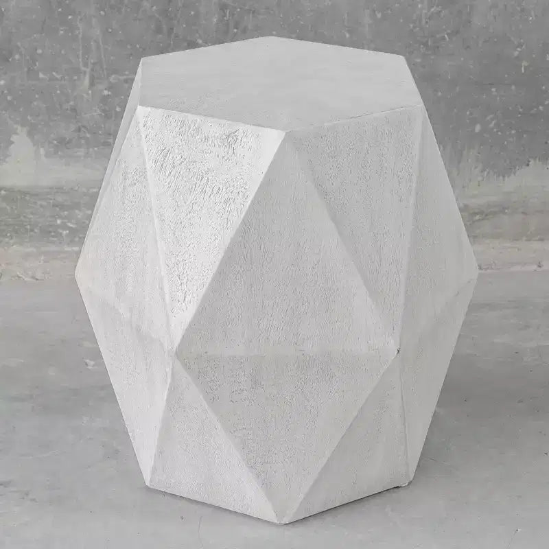 Uttermost Volker 18 Wide White Ceruse Geometric Wood Accent Table