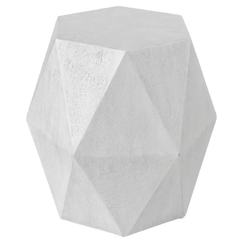 Uttermost Volker 18 Wide White Ceruse Geometric Wood Accent Table