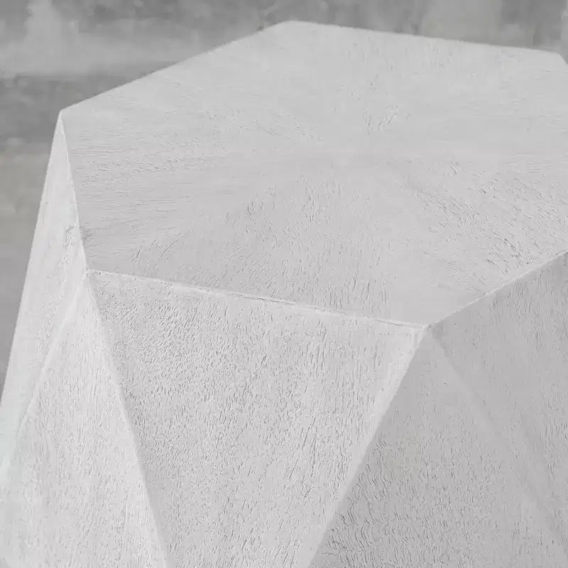 Uttermost Volker 18 Wide White Ceruse Geometric Wood Accent Table