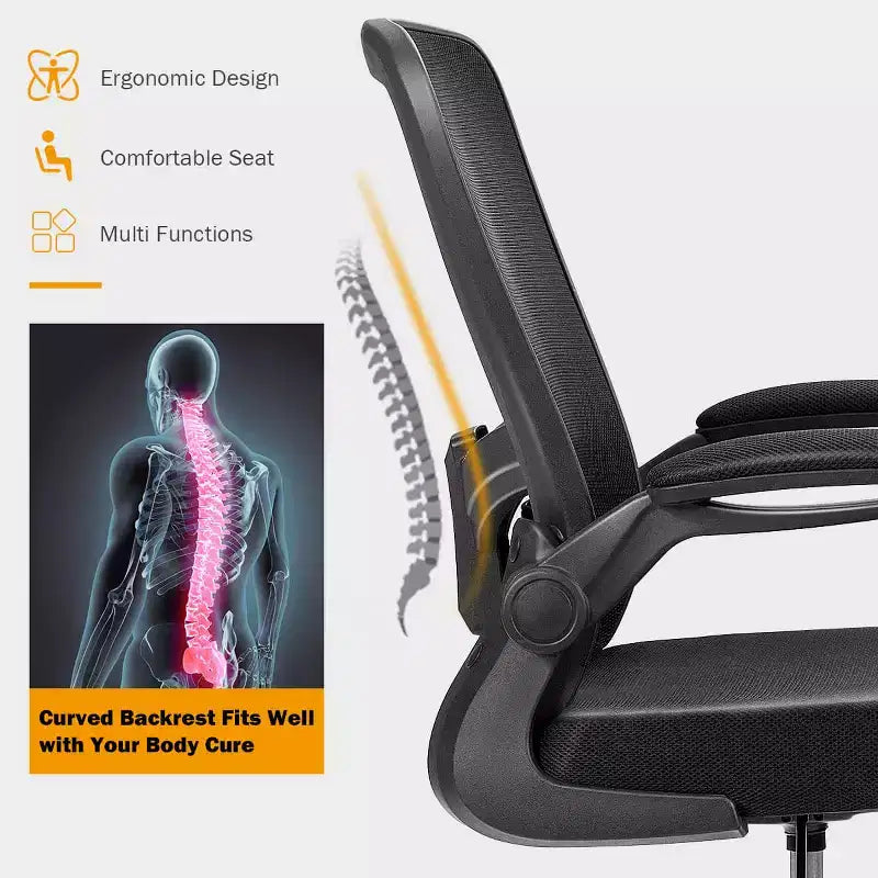 Costway Adjustable Swivel Drafting Chair with Flip-Up Armrests Adjustable Lumbar Support Black&White/Black
