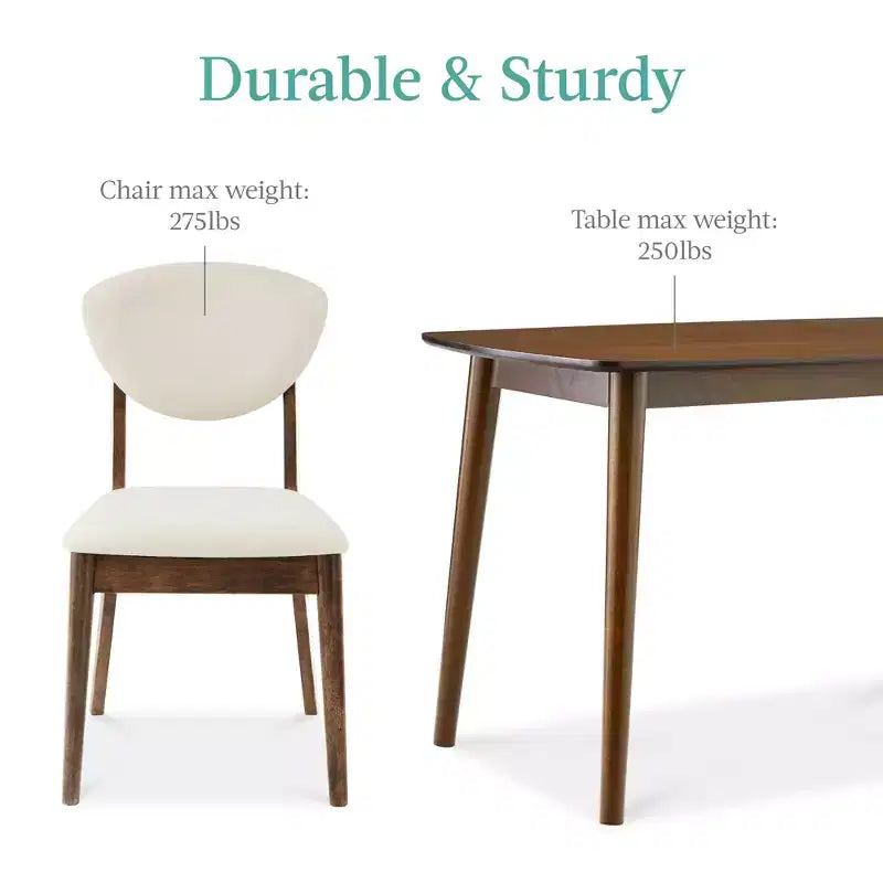 Best Choice Products 5-Piece Compact Wooden Mid-Century Modern Dining Set w/ 4 Chairs, Padded Seat & Back