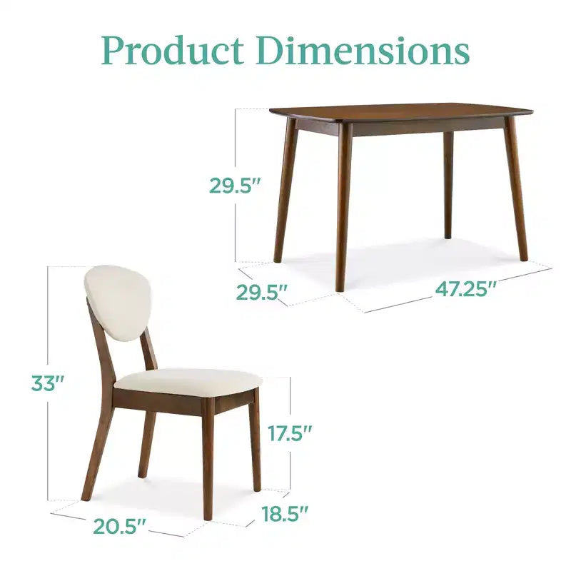 Best Choice Products 5-Piece Compact Wooden Mid-Century Modern Dining Set w/ 4 Chairs, Padded Seat & Back