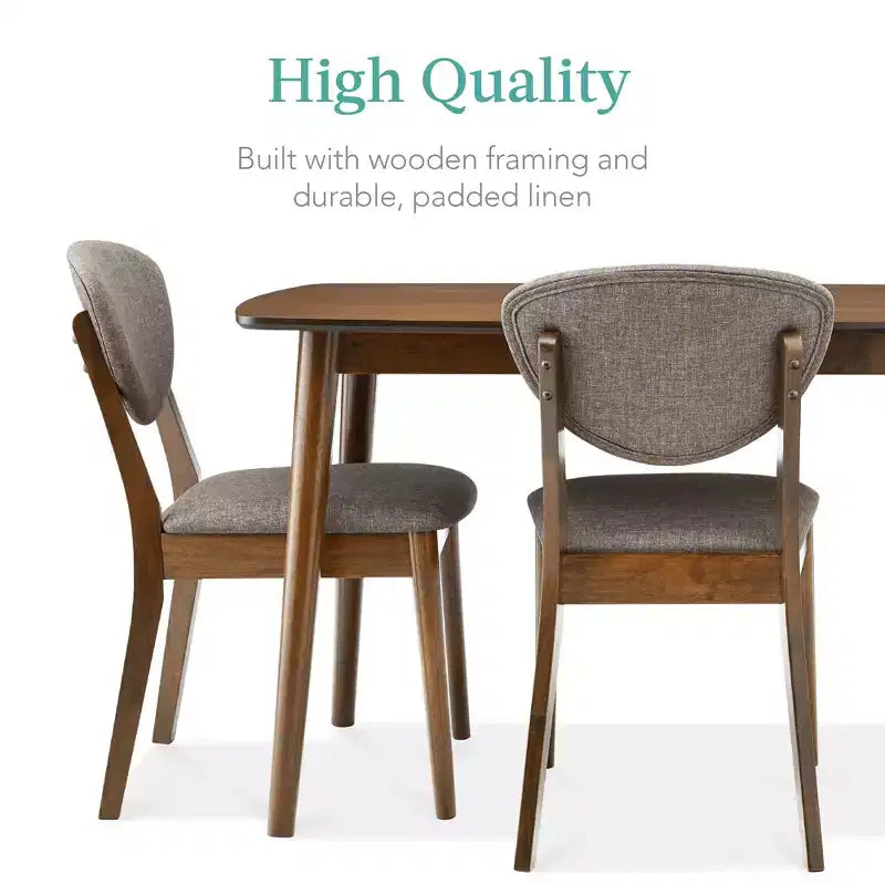 Best Choice Products 5-Piece Compact Wooden Mid-Century Modern Dining Set w/ 4 Chairs, Padded Seat & Back
