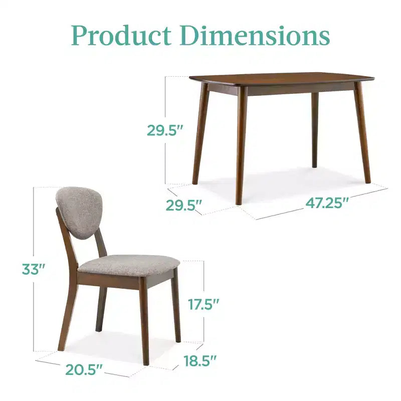 Best Choice Products 5-Piece Compact Wooden Mid-Century Modern Dining Set w/ 4 Chairs, Padded Seat & Back