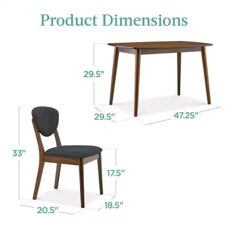 Best Choice Products 5-Piece Compact Wooden Mid-Century Modern Dining Set w/ 4 Chairs, Padded Seat & Back
