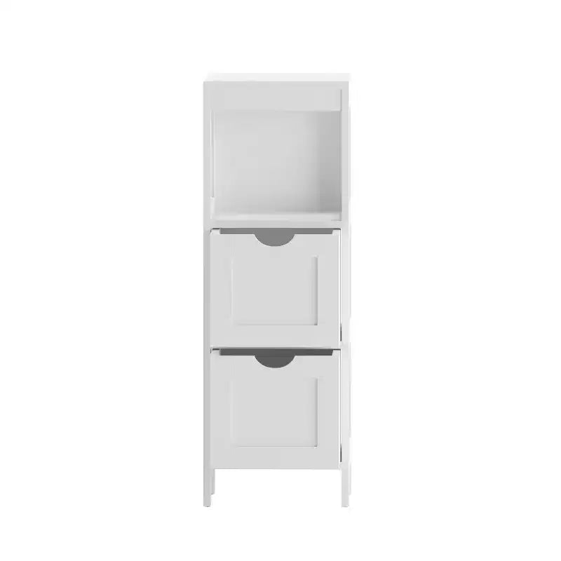 Merrick Lane 2 Drawer Bathroom Storage Cabinet Organizer with Open Display Shelf