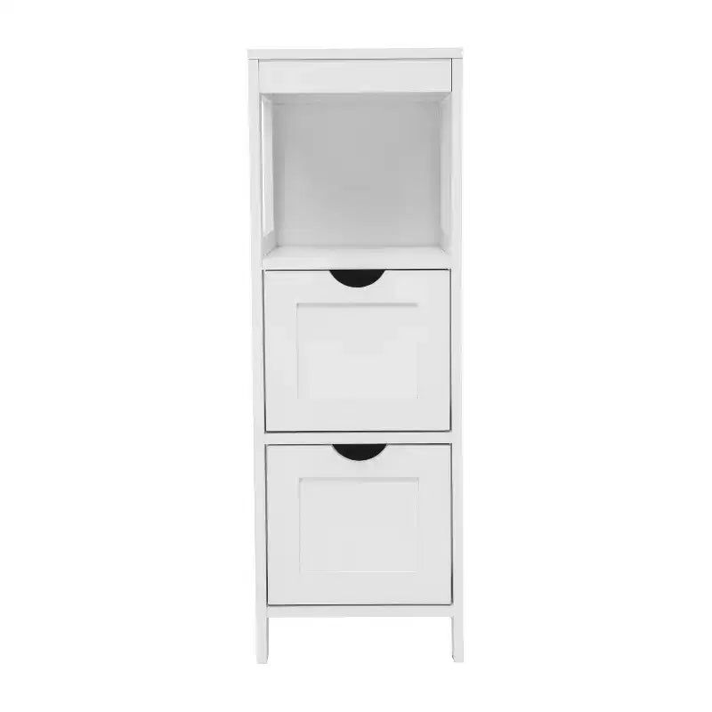 Merrick Lane 2 Drawer Bathroom Storage Cabinet Organizer with Open Display Shelf
